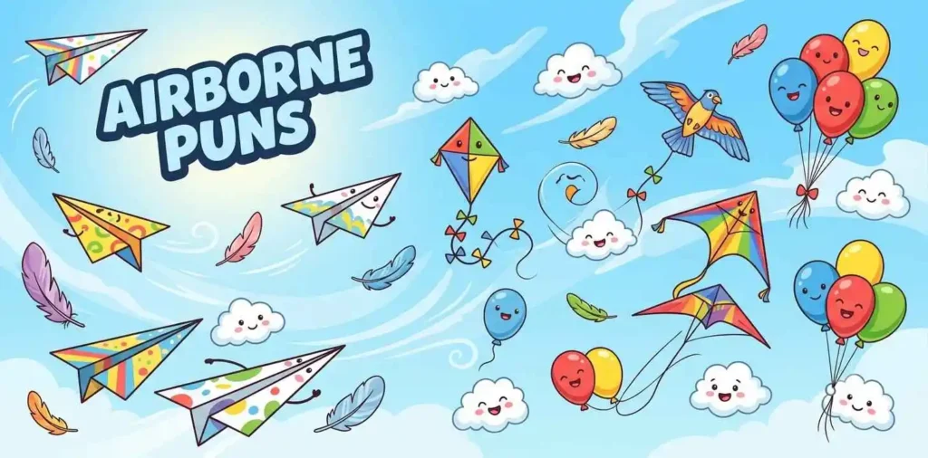 Cute airborne cartoon characters