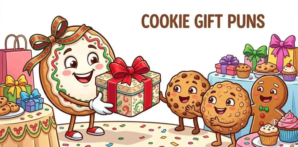 Cute cookie giving gift box
