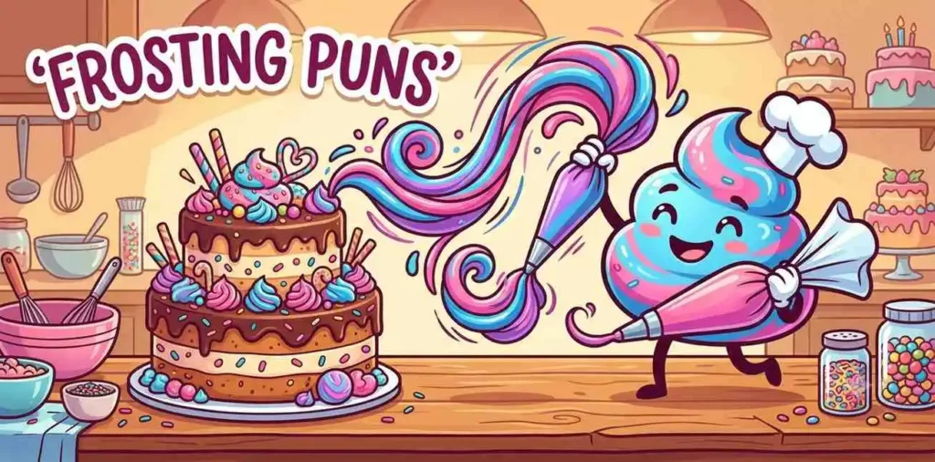 Colorful frosting decorating cake