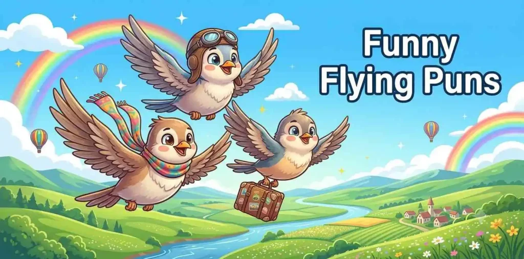 Happy birds flying together