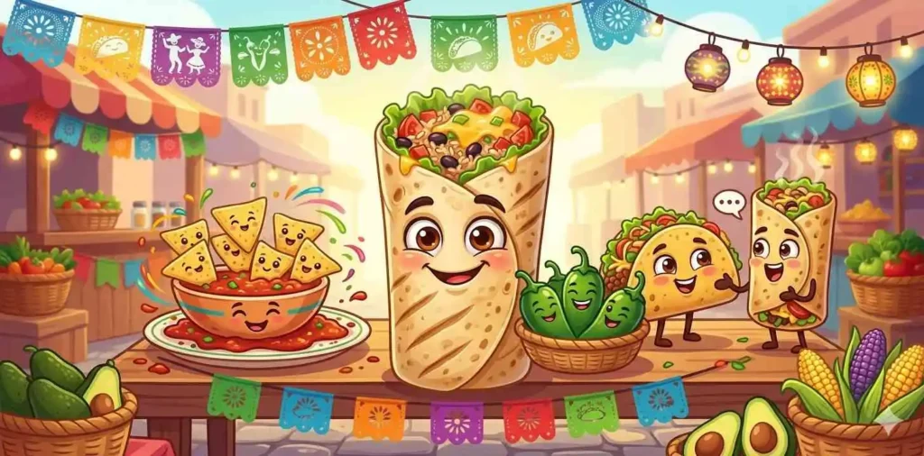 Colorful Mexican food spread