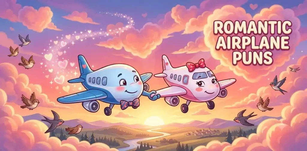 Cute airplane couple flying