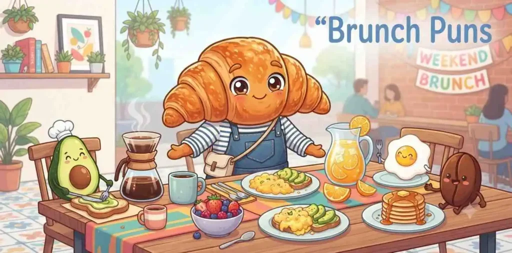 Croissant brunch table scene