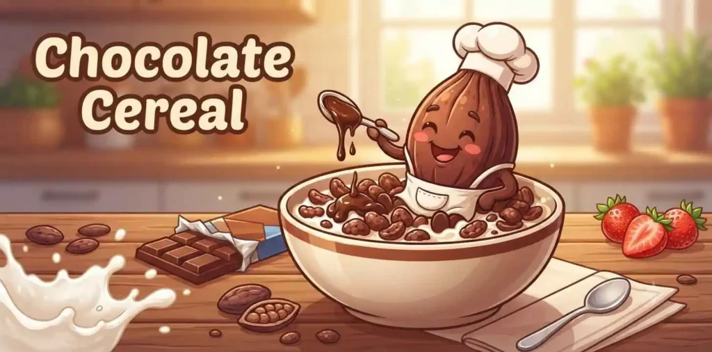 Chocolate cereal bowl smiling