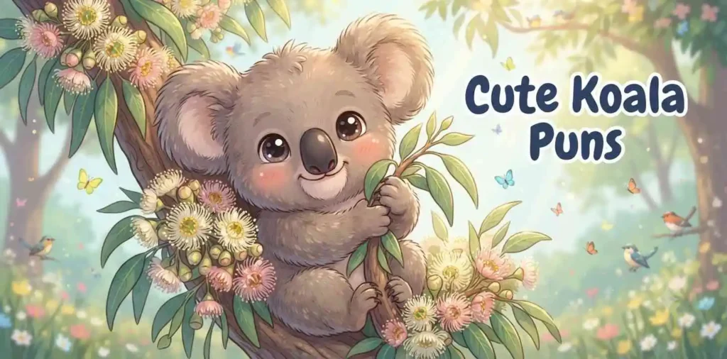 Baby koala smiling happily