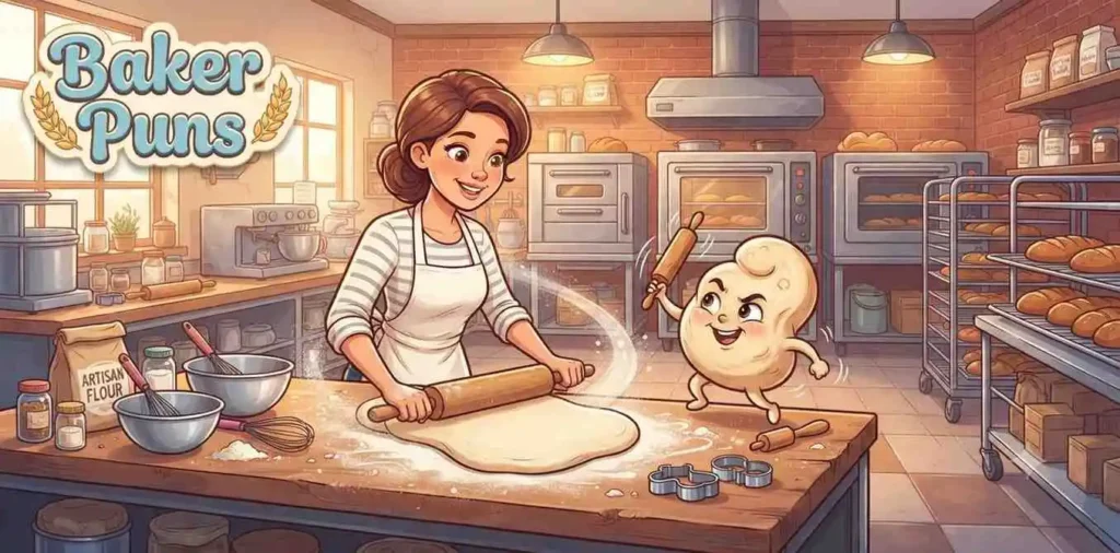 Baker making dough