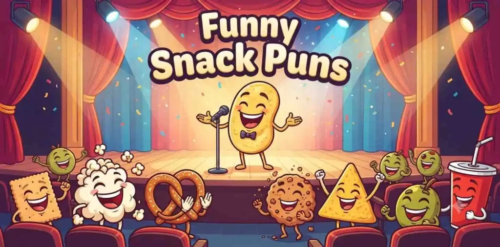 Goofy smiling snack characters
