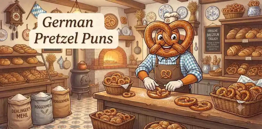 German pretzel bakery character