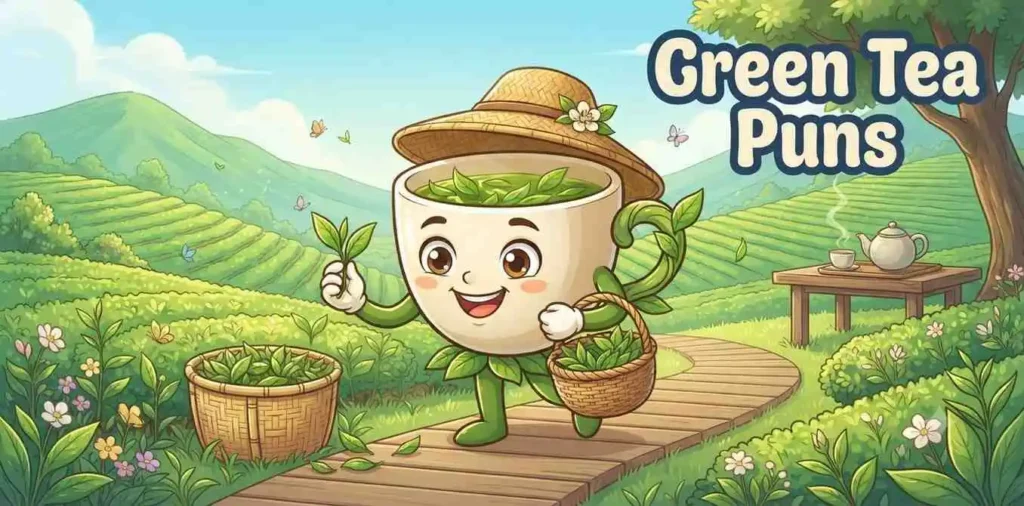 Happy green tea cup