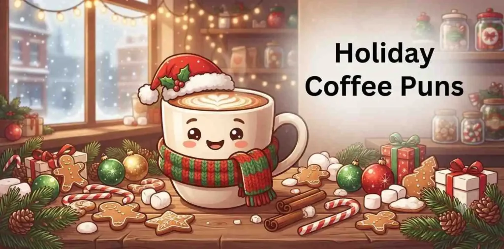 Festive holiday latte smiling