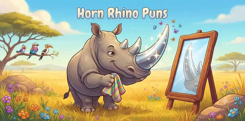 Rhino showing giant horn
