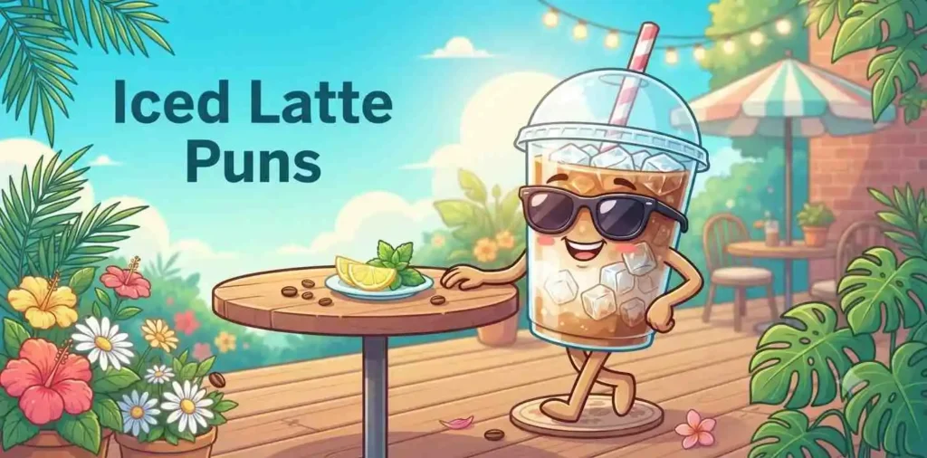 Cute iced latte smiling