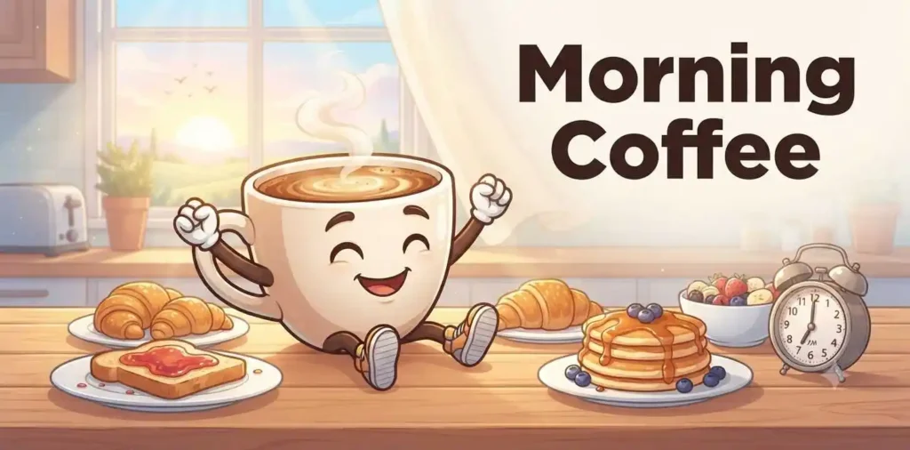 Morning coffee sunrise scene