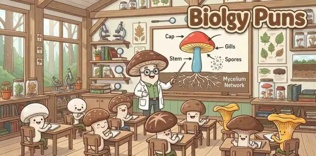 Scientist mushroom teaching biology