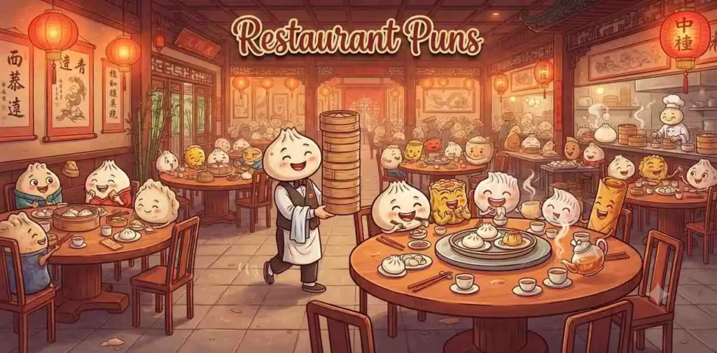 Funny dim sum restaurant scene