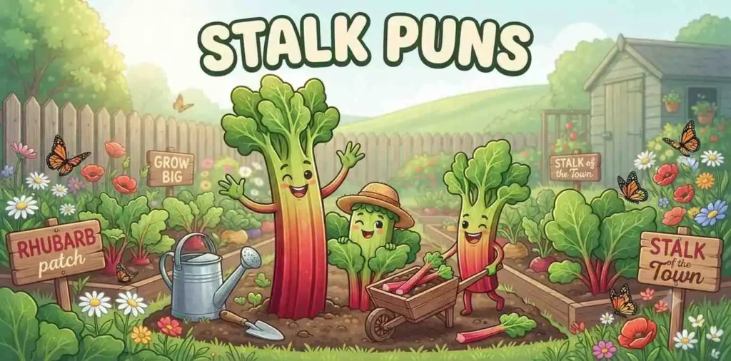 Funny rhubarb stalk friends