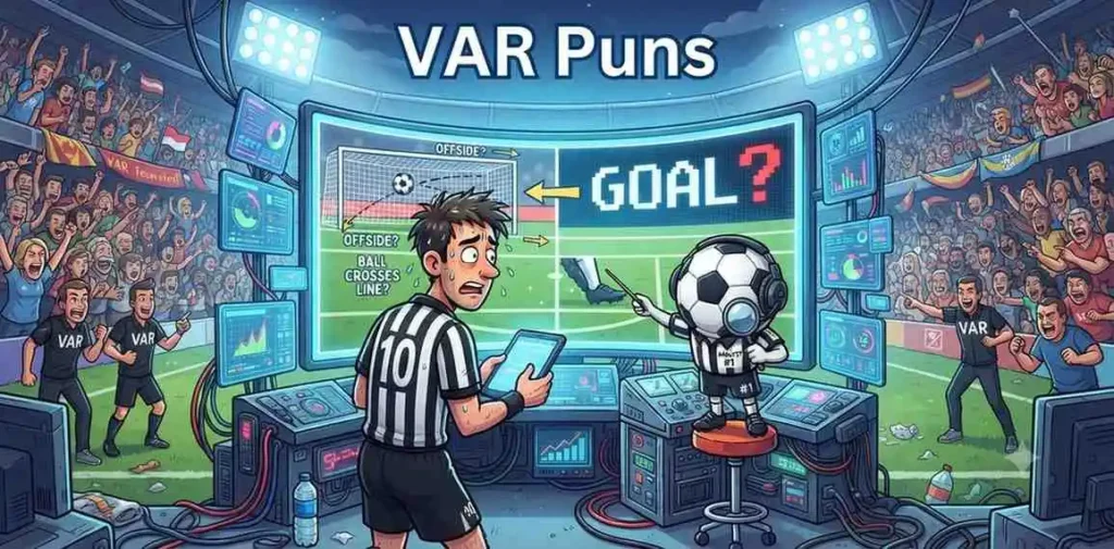 Soccer referee reviewing VAR screen