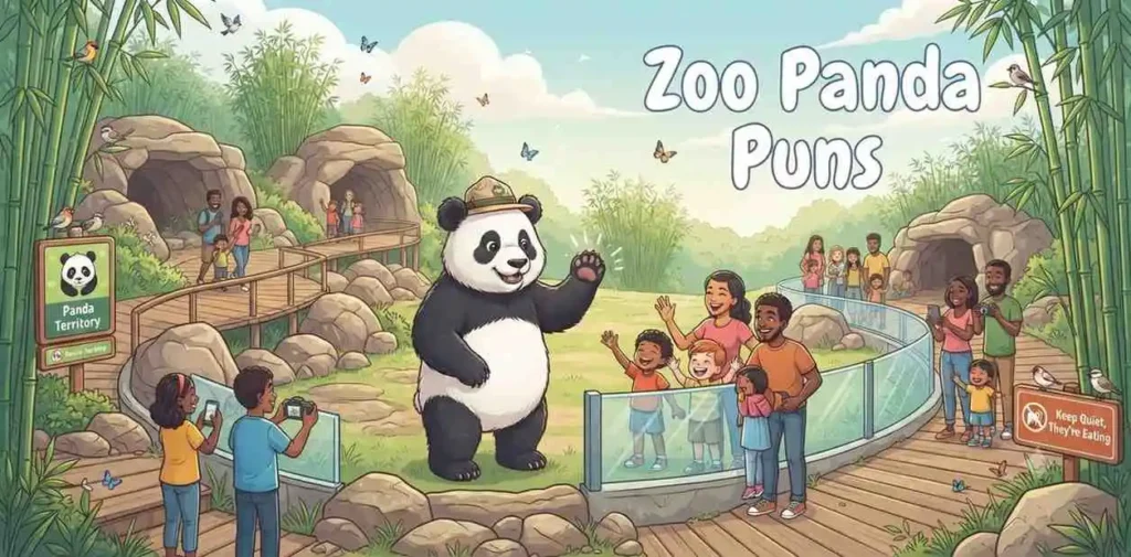 Panda entertaining zoo visitors