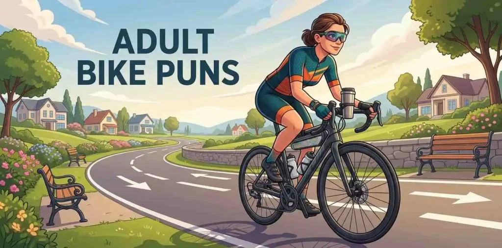 Adult cyclist enjoying funny bicycle ride