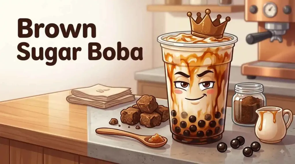 Brown sugar boba cartoon drink