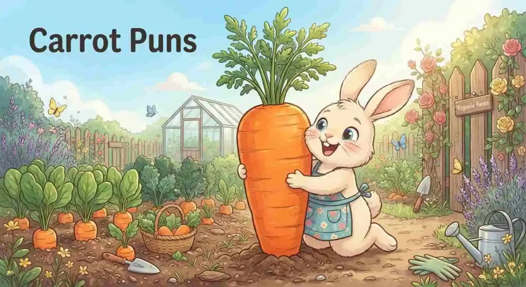 Cute rabbit holding giant carrot