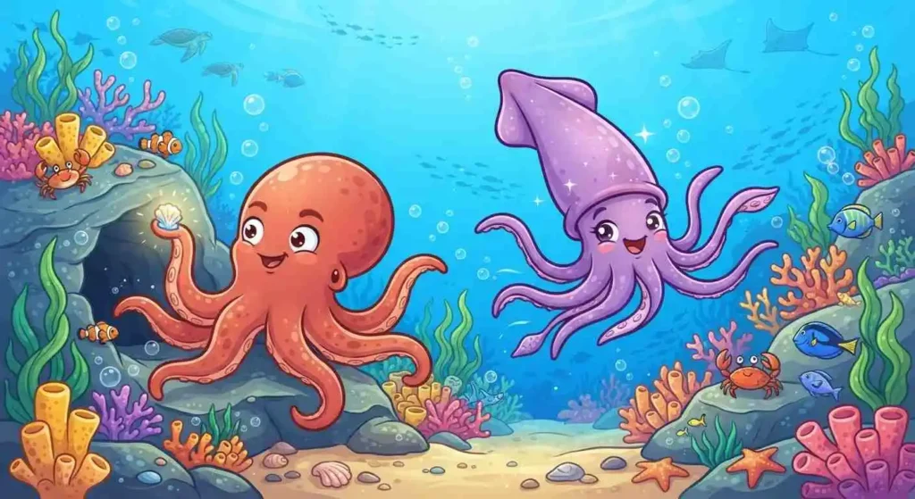 Cute cephalopod ocean characters