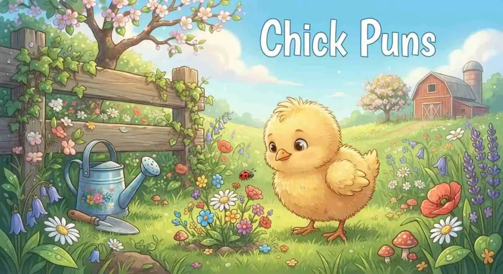 Cute chick with flowers