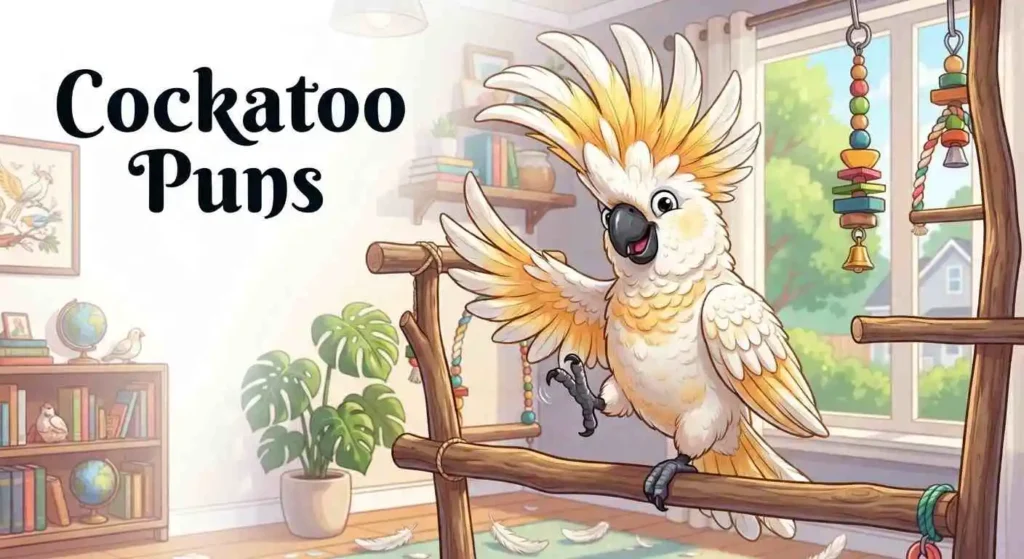 Funny cockatoo with raised crest