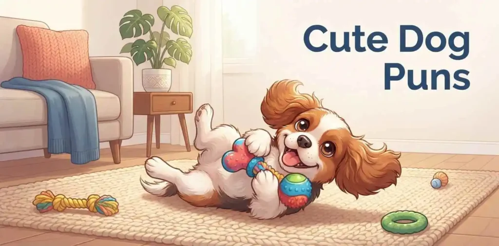 Adorable puppy playing with colorful toys