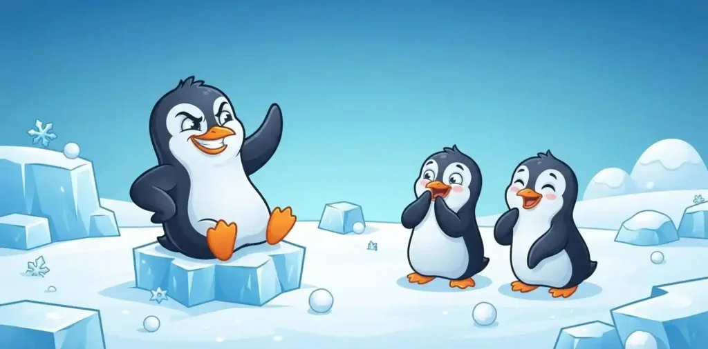 Penguin making a funny joke gesture