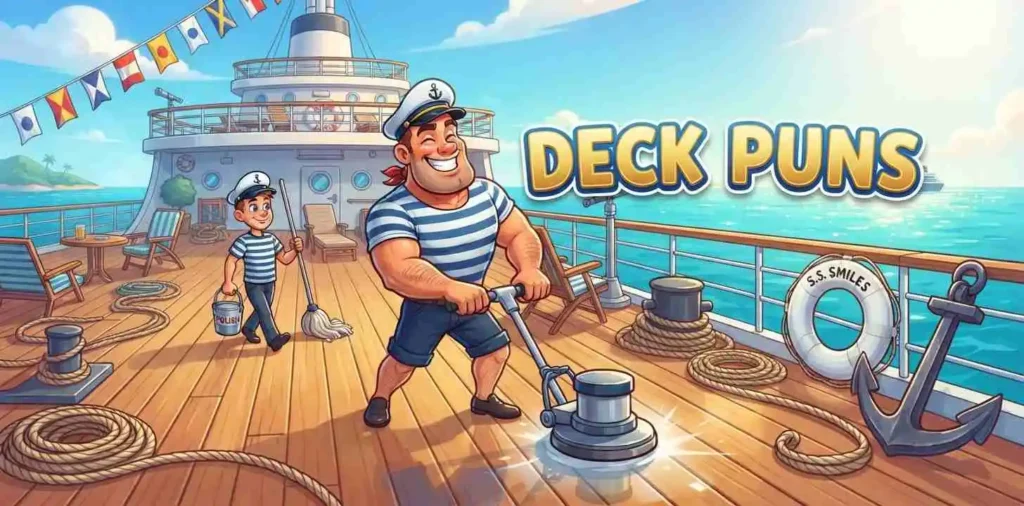 Funny sailor relaxing ship deck