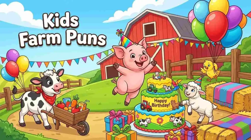 Cute farm animals kids birthday