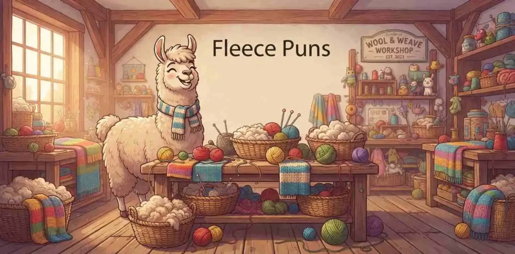 Fluffy llama surrounded by fleece