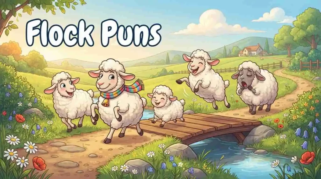 Playful flock of sheep together