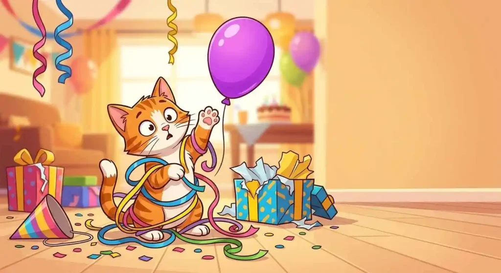 Funny kitten birthday party
