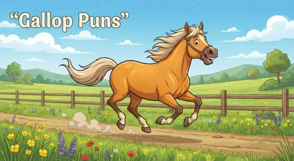 Horse galloping across a grassy field
