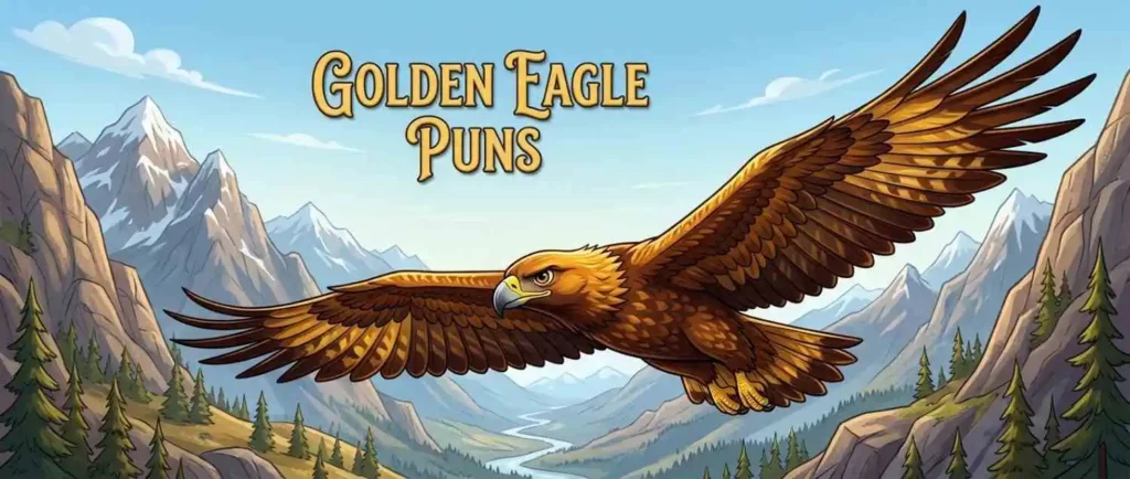 Golden eagle flying over mountains