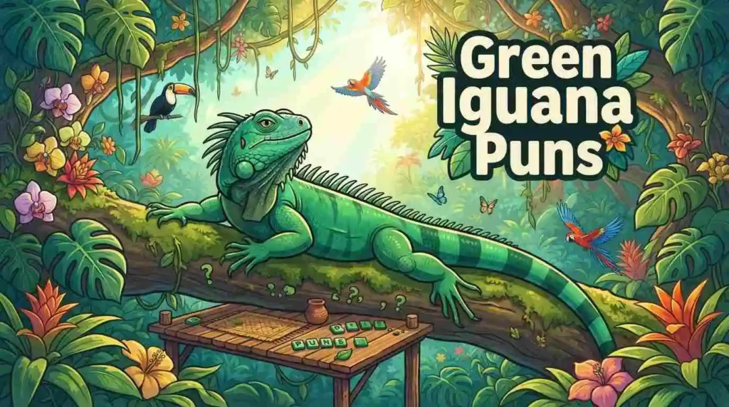 Green iguana basking in sunlight