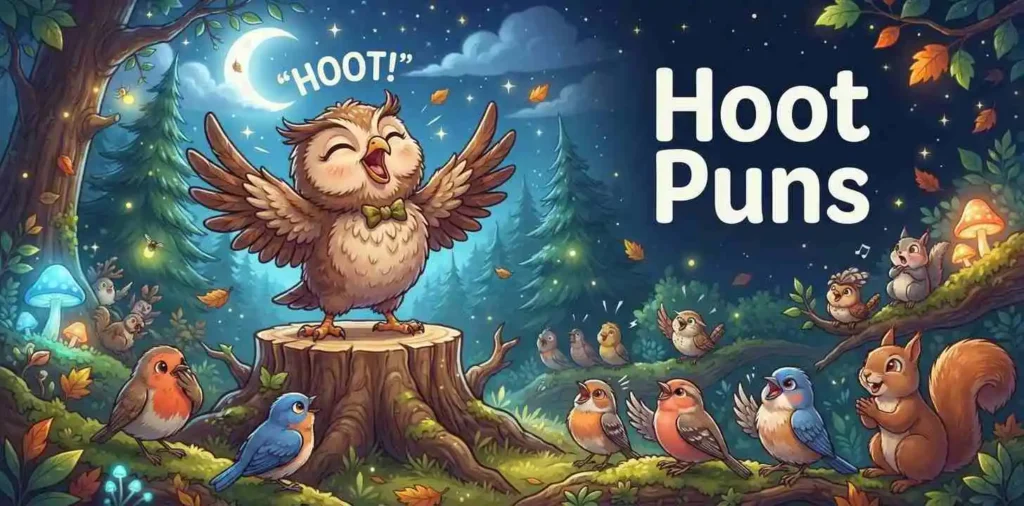 Funny owl hooting at night