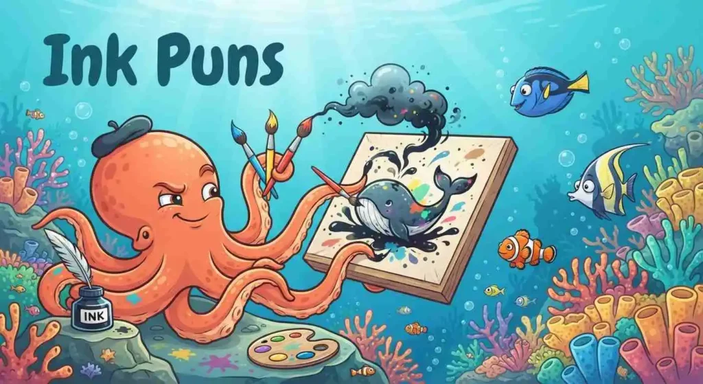 Playful octopus making ink