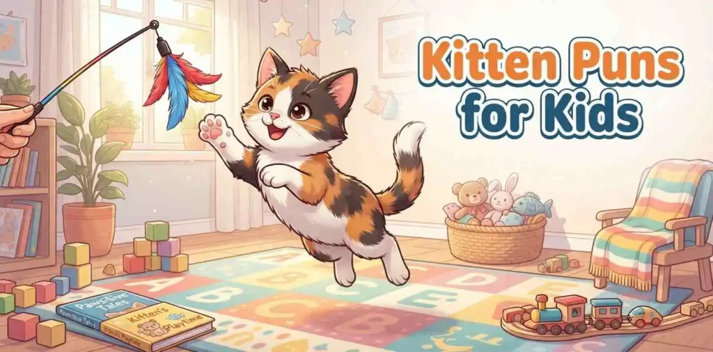 Playful kitten with colorful toys