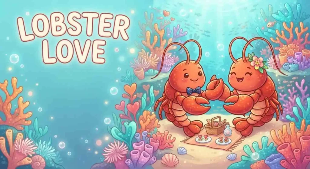 Cute lobster couple underwater