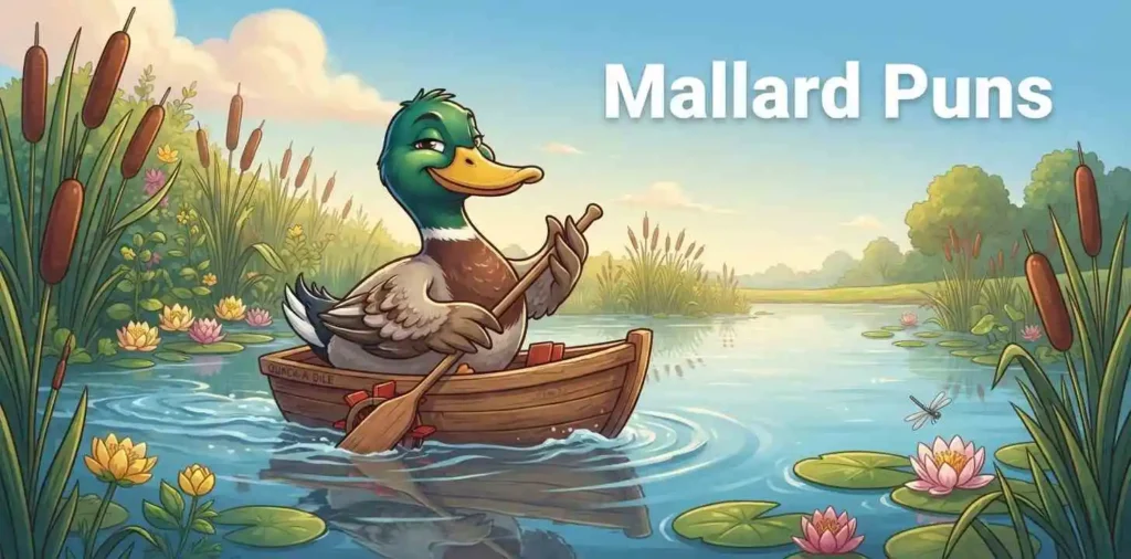 Funny mallard duck in pond