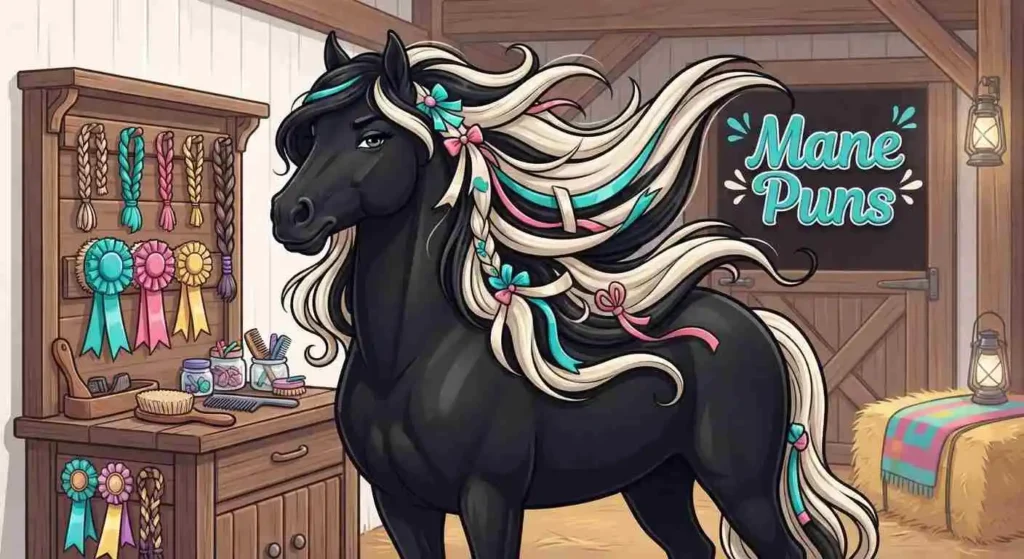 Horse with a flowing colorful mane
