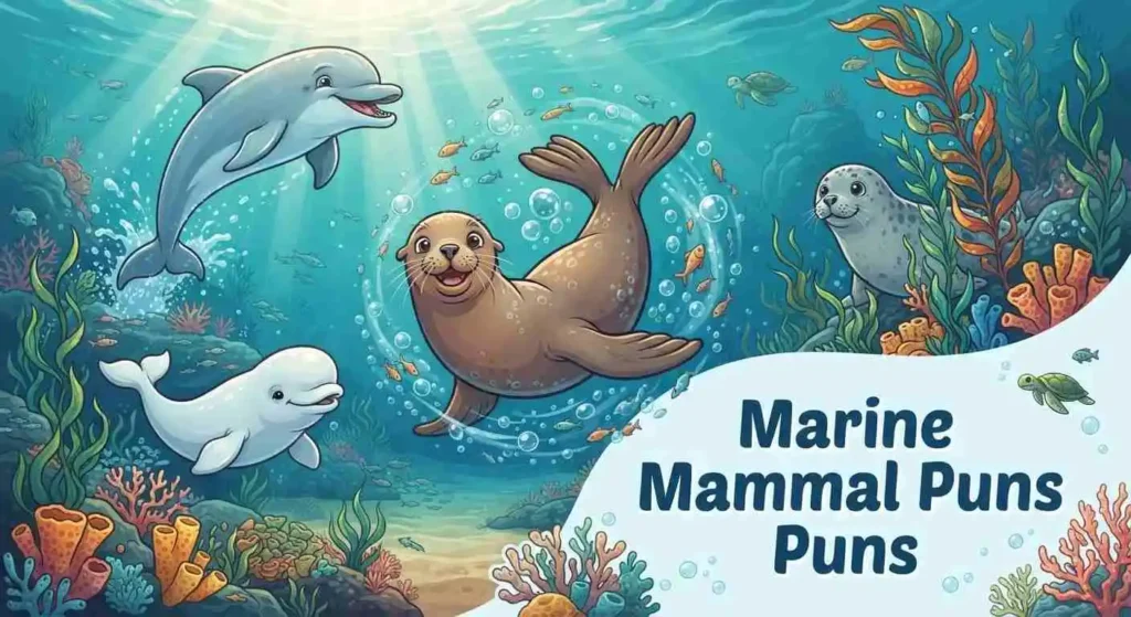 Sea lion with playful marine friends