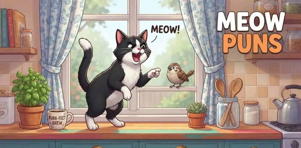 Funny cat meowing at bird