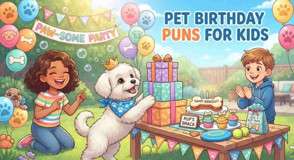Kids celebrating pet birthday