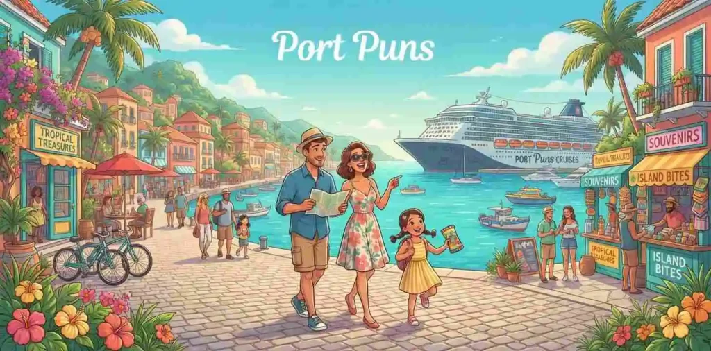 Cruise passengers exploring port