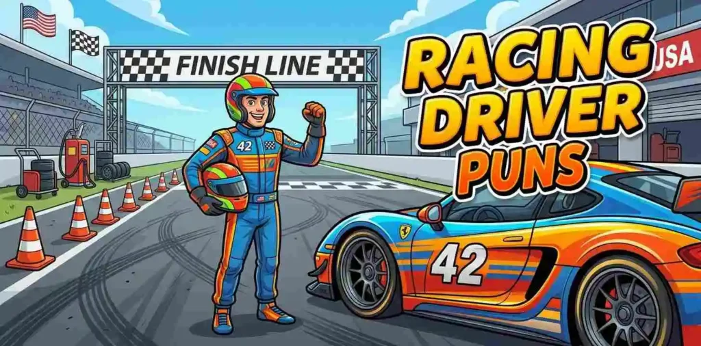 Racing driver celebrating at finish line