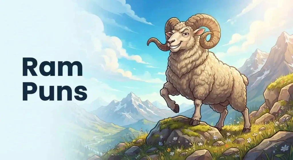 Funny ram with horns